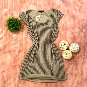 Sequin mini naked dress with cap sleeves.